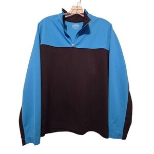 Lands End 1/4 Zip Performance Knit Pullover Mens XL Colorblock Blue Golf Tennis